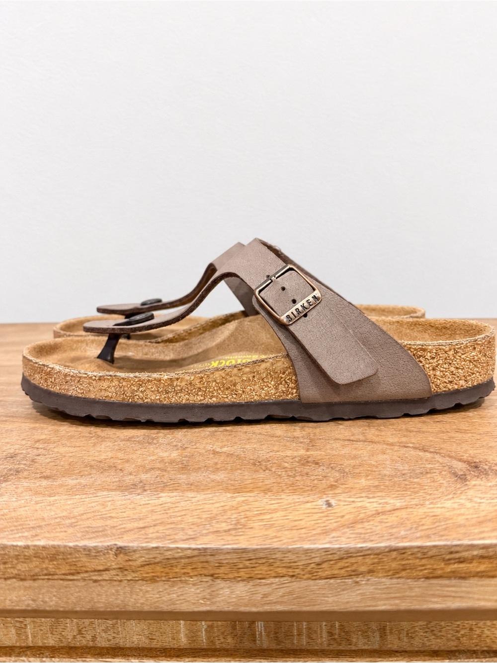 Birkenstock Gizeh Brown Nubuck Leather Thong Sandals Size 38